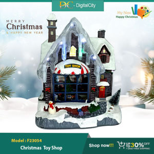 F23054 Christmas Scene Led Light Snow Toy Shop Landscape House Ornament Holday Decoration