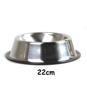 ชามอาหารสัตว์เลี้ยงแสดงตนเลส กันการลี่นไถล ขนาด 22cm/26cm/30cm Stainless Steel Dog Bowl with Rubber Base