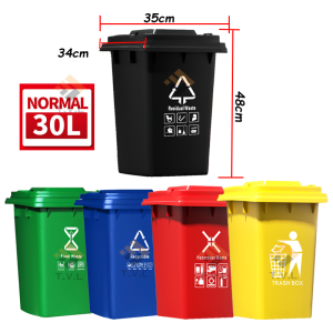 Impact-Resistant Durable Trash Bin with Solid Wheels 30L/50L/100L/120L/240L Large Capacity Outdoor Garbage Bin with Lid