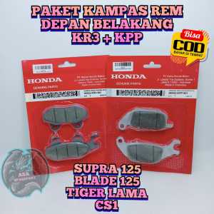 PAKET KAMPAS REM DISPAD DEPAN BELAKANG KR3 & KPP 100% KUALITAS ASLI ORIGINAL HONDA UNTUK MOTOR SUPRA 125 BLADE 125 TIGER LAMA CS1