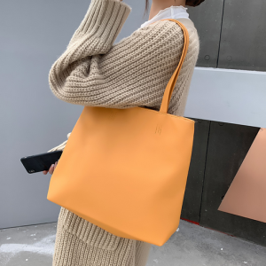 Minimalist Shoulder Tote Bag Pu Leather Korean Style 223-46