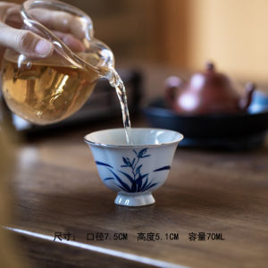 纯手绘梅兰竹菊花口杯单杯主人杯陶瓷家用品茗杯复古喝茶杯釉下彩
