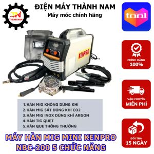 Máy Hàn Mig Mini KENPRO NBC-200 5 Chức Năng - Công Nghệ Biến Tần IGBT - Đầy Đủ Phụ Kiện - Tặng Kèm Cuộn Dây Hàn Mig Lõi Thuốc 1kg - Bảo Hành 12 Tháng