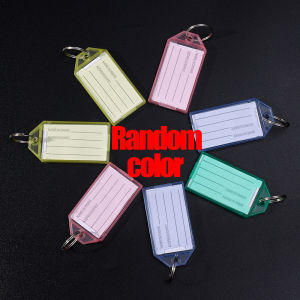 20Pcs Transparent Colorful Keychains Split Ring Plastic Key Tags Pendant Taggable Number Name Label Keyring Crystal Accommodation Sign