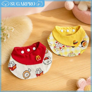 Pet Bandana Bib Adjustable Button Cartoon Print Soft Breathable Triangle Scarf For Small Dogs Cats