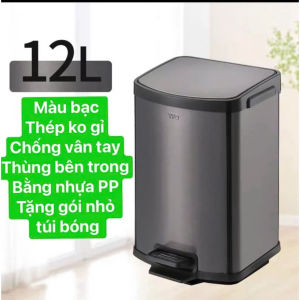 Thùng rác được làm bằng 95% thép không gỉ giúp sản phẩm có độ bền cao Nắp đạy hạ từ từ như cửa hít