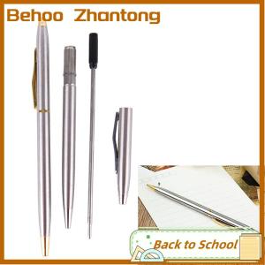 Behoo 1pc Metal Ballpoint Pen Stationery Stainless Steel Rod Rotating Pen Ballpen