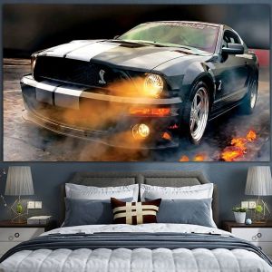Dinding Latar Belakang Kereta Ford Mustang Hiasan Bilik Tidur Kain Gantung Lelaki Permaidani Gantung Shelby Cobra Kain Latar Belakang