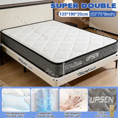 Pocket Single Queen Spring Mattress Thai Latex Hotel Quality Anti Mite Breathable Silent 20cm Thick