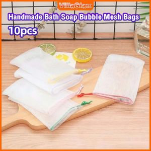 Bath Soap Mesh Bags Facial Soap Net 10Pcs 10 pieces Nylon make foams easily Random Color