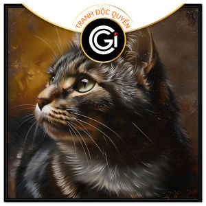 Tranh chân dung sơn dầu mèo đẹp tranh treo tường dán tường trang trí phòng khách phòng ngủCGI-676