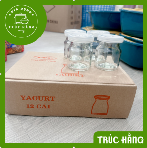 Bộ 12 hủ bằng thủy tinh làm YAOURT 100ml- Hủ sữa chua thuỷ tinh 100ml kiểu dáng truyền thống