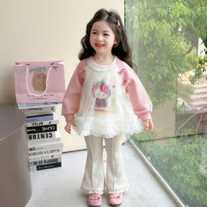 Christmas gifts Halloween Halloween Hello Kitty Girls Hoodie Autumn New Kawaii Cartoon Printed Childrens Long Sleeve T-Shirt Pants Set Anime Sweet Tops