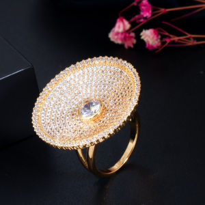 SEQUITO Statement Goddess Yellow Gold Plated Jewelry Accessories Full Micro Pave Tiny Round Sparkling AAA Cubic Zircon Designer Pageant Women Big Finger Ring SR112