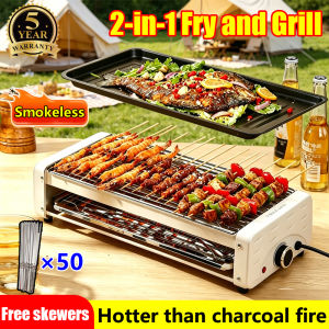 2500W 2-in-1 Non-Stick Electric Griddler Adjustable Temp BBQ Grill Set for Indoor Outdoor Family Party