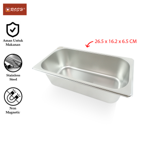 ROSH Panci Prasmanan / Catering 26.5 X 16.2 CM Stainless Steel Gastronorm Food Pan Anti Karat ROS-PR-GP1