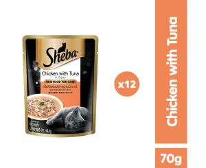 SHEBA Pouch Cat Wet Food Adult Tuna & Chicken 70gm Cat Food X 12 Pouches