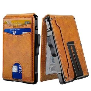 Minimalist Wallet EDC Tactical Slim PU Leather Credit Card Holder RFID Blocking Bifold Smart Wallets with Money Clip for Men2026