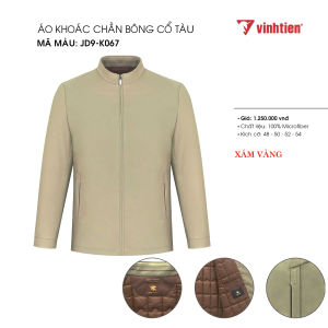 Áo Khoác Trần Bông Phom Suông Trung Niên 100% Microfiber Vĩnh Tiến Cao Cấp 1250 Cổ Tàu