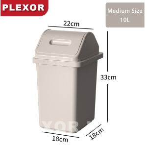 Plexor 10L/12L HOME Plastic Flip Top Wastebasket with Lid Bathroom Trash Can with Sealed Odor-Free Lid PP Waste Bin Garbage Paper Basket Household Large-capacity Trash Can - Space-Saving Odor Control