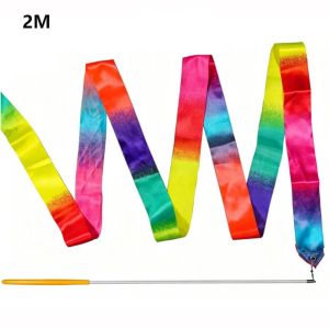 SQMETR 2M/4M/6M Dụng cụ thể thao thể dục dụng cụ nhịp điệu với que Màu cầu vồng. Dải ruy băng dùng trong múa xoay. Ruy băng thể dục dụng cụ chuyển màu dành cho phụ kiện múa/dành cho các loại hình múa nghệ thuật