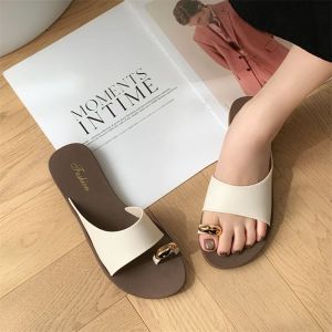 Free Shipping 2026 New Niche Style Hollow-Out Toe-Cap Metal Fashion Versatile Round-Toe Summer WomenS Outdoor Beach Flat Sandals