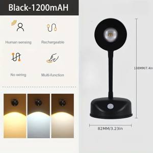 L220 3-Colors USB Rechargeable Intelligent Human Sensing Wireless Wall Light Dimmable Led Spotlight For Lighting Paintings Pictures