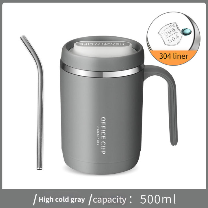 Milk Straw Tea Large Breakfast Capacity Coffee Couple Stainless Cup ...