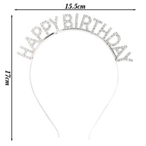 Birthday Party Headwear Headband Female Letter HAPPY BIRTHDAY Hairpin high-end party atmosphere photo props rhinestone Metal Hair Band