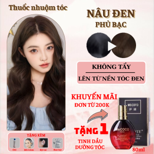 Thuốc nhuộm tóc màu Nâu Đen- Không cần tẩy / Nhuộm tóc tiện lợi tại nhà - Tặng kèm oxi trợ nhuộm