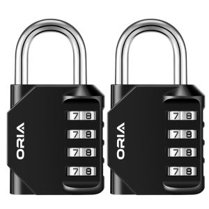 Brifit Combination Lock 4 Digit Combination Padlock Set Metal and Plated Steel Material Suitable for School Staff Gym or Sports Locker Box Tool Box Locker 2 Pack Black