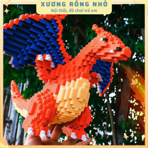 Xếp hình mô hình rồng lửa Charizard cỡ lớn size to 26cm đồ chơi xếp hình nano 3d cho bé chuẩn mẫu RỒNG CAM 26CM