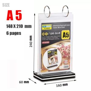 A4/A5 Acrylic Menu Display Stand Transparent Turning Page Menu Display Board For Shop Restaurant