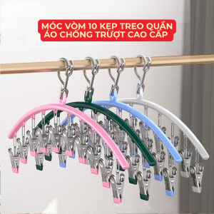 Móc treo quần áo kẹp chống trượt chống gió. Mắc phơi đồ lót tất vớ có khóa chống rơi bằng thép không rỉ