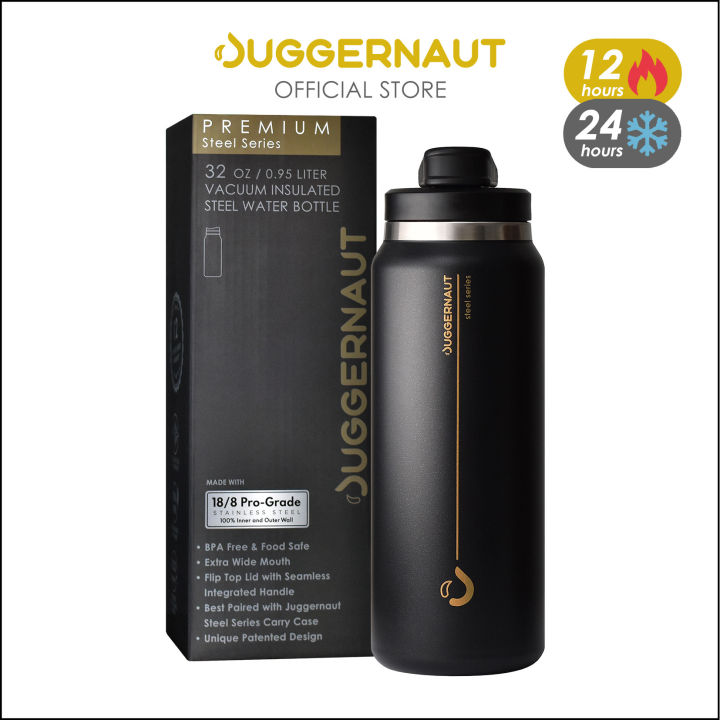 JUGGERNAUT 32oz Stainless Steel Water Bottle Straw Lid Wide