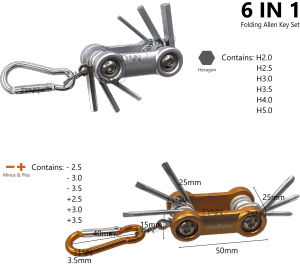 [SG STOCK] FOLDING MINI HEXAGON/ MINUS & PLUS ALLEN KEY WITH HOOK 6PCS HORUSDY Screwdriver Wrench Spanner Set