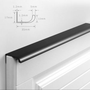 Wardrobe Invisible Edge Banding Handle Black Gold Drawer Pull Hidden Recessed Curved Style Handle