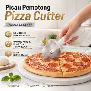 823 - Pisau Pemotong Pizza Multifungsi - Pizza Cutter Roller Stainless Steel