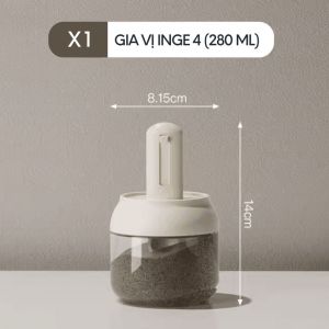 Lọ đựng gia vị thủy tinh FEEKA có thìa chống ẩm hũ thủy tinh đựng gia vị cao cấp 300ml