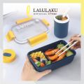 Lunch Box Set 1100ML Kotak Bekal Makan 2 Sekat Tempat Bekal Makan Anti Tumpah Free Sendok dan Garpu. 