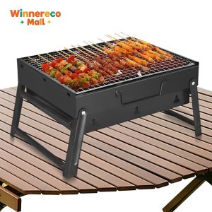 Travel-Friendly Folding BBQ Grill in Stainless Steel for Camping Hiking and Outdoor Parties