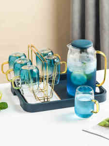 Combo Bộ 1 Bình 2 Cốc thủy tinh xanh Ocean uống nước trang trí cực đẹp