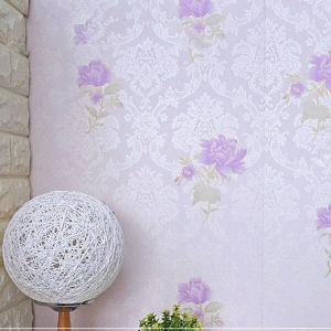 WALLPAPER DINDING/WALLPAPER KAMAR DINDING MOTIF FLOWER UNGU DASAR PINK PREMIUM 45 cm x 7.3 meter