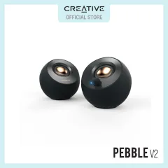 Creative Pebble V2 - Minimalistic 2.0 USB-C Powered Desktop Speakers, 3.5  mm AUX-in, Up to 8W RMS Power for Computers and Laptops, Type-A Adapter