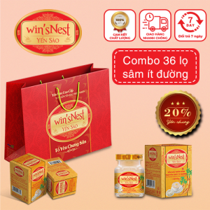 (Combo 36 lọ)Yến sào winsNest chưng sẵn nguyên chất nhân sâm ít đường (70ml/Lọ)