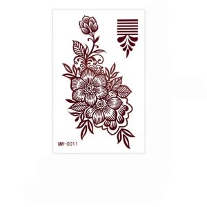 CHICKETTI Red Mehndi Stickers Waterless Henna Tattoo Stickers Lace Fake Tattoo Legs Arm Red Henna Tattoo Decals Red Lace Henna Tattoo Waterproof Temporary Tattoo Women/Lady