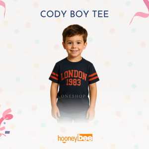 Hooneybee Cody Boy Tee Navy - Kaos Anak Cowok [Size 2-10 Th] Baju Anak Laki-Laki