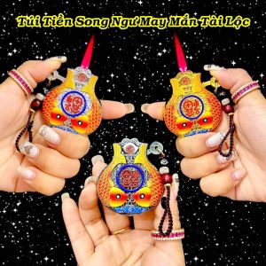 MÓC KHÓA BẬT HÌNH TÚI TIỀN SONG NGƯ MAY MẮN TÀI LỘC TẶNG KÈM DÂY MÓC KHÓA PHONG THỦY