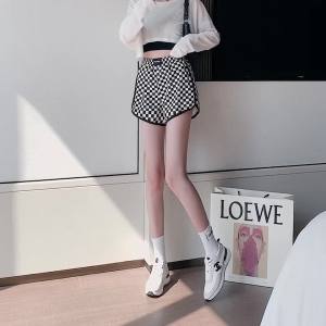 AMMIN กางเกงขาบานเอวสูงยางยืดพิมพ์ลายตัวอักษรสีดำและสีขาวคลาสิคสไตล์จีนใหม่ฤดูร้อน2024