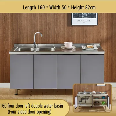 Stainless Steel Kitchen Cabinet Storage Cabinet Drawer Set Under Sink cabinet Gas stove cabinet Kitchen cupboards Sink cabinet Lockers Cupboard Tank rack organizer storage Cabinet